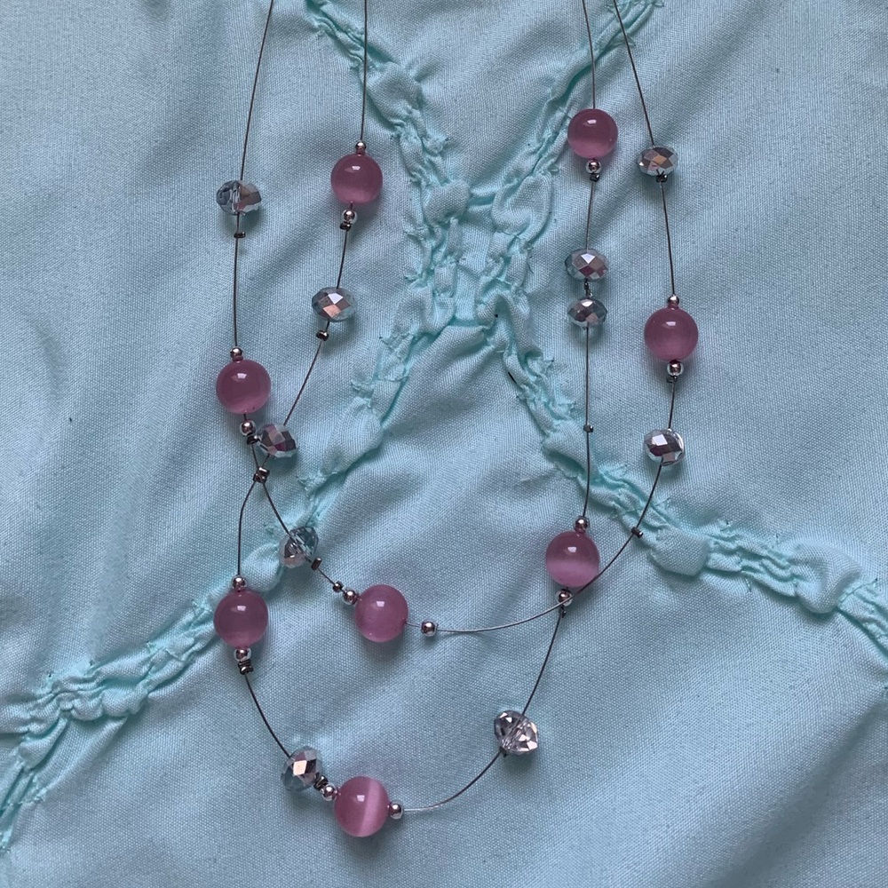 Pink Glass Bead Necklace